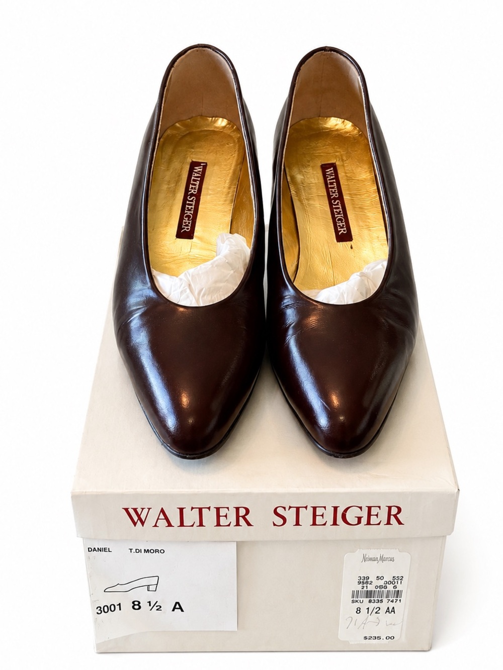 Walter Steiger Dark Brown Leather Pointed-Toe Oxfords